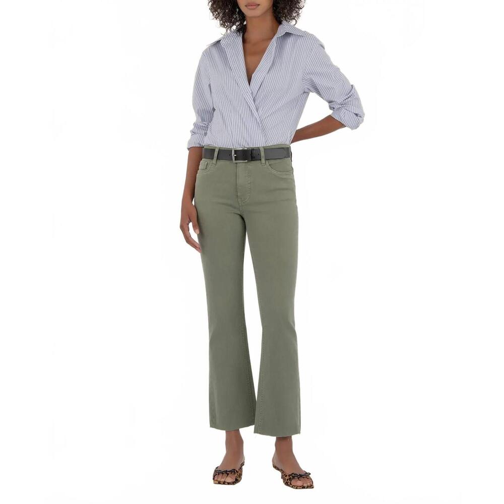 NEW KUT FROM THE KLOTH kelsey high rise ankle flare jeans in sage